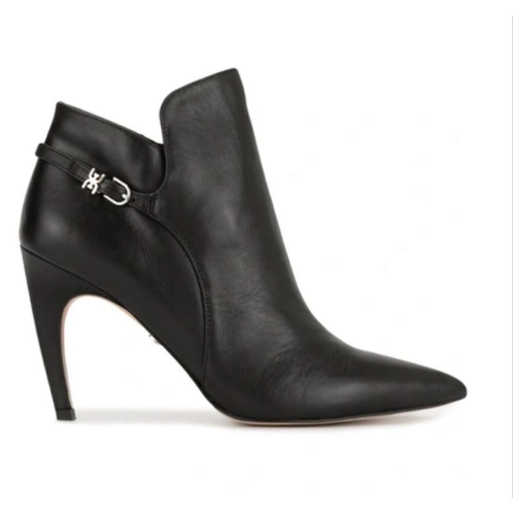 Sam Edelman Fiora Black Leather Stilleto Booties Size 9M